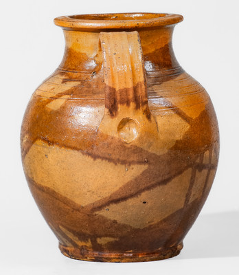 Rare Slip-Decorated Redware Jar attrib. Christopher Alexander Haun or J.A. Lowe, Greene County, TN