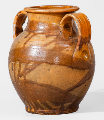 Rare Slip-Decorated Redware Jar attrib. Christopher Alexander Haun or J.A. Lowe, Greene County, TN