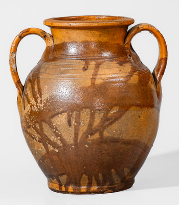Rare Slip-Decorated Redware Jar attrib. Christopher Alexander Haun or J.A. Lowe, Greene County, TN