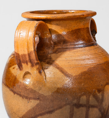Rare Slip-Decorated Redware Jar attrib. Christopher Alexander Haun or J.A. Lowe, Greene County, TN