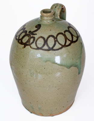 Fine attrib. Thomas Chandler, Edgefield, SC Jug w/ Iron Slip Decoration, possibly Trapp / Chandler