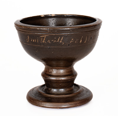 Extremely Rare Dunn Pottery, Smithville, TN Stoneware Presentation Compote: "1889 / Miss Dunn"