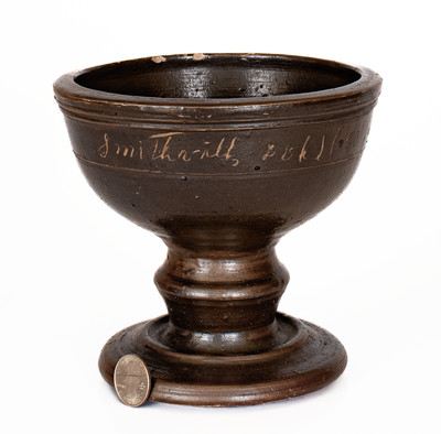 Extremely Rare Dunn Pottery, Smithville, TN Stoneware Presentation Compote: "1889 / Miss Dunn"