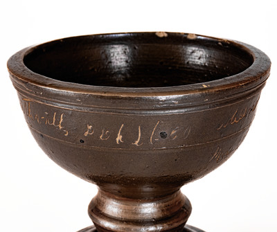 Extremely Rare Dunn Pottery, Smithville, TN Stoneware Presentation Compote: "1889 / Miss Dunn"