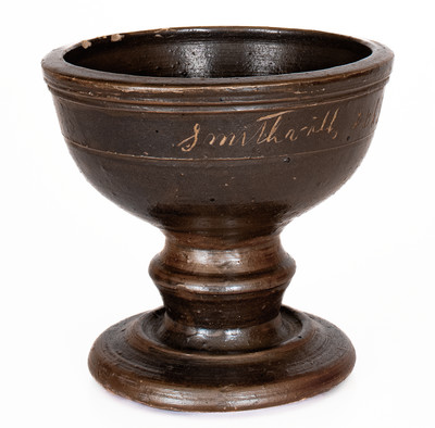 Extremely Rare Dunn Pottery, Smithville, TN Stoneware Presentation Compote: "1889 / Miss Dunn"