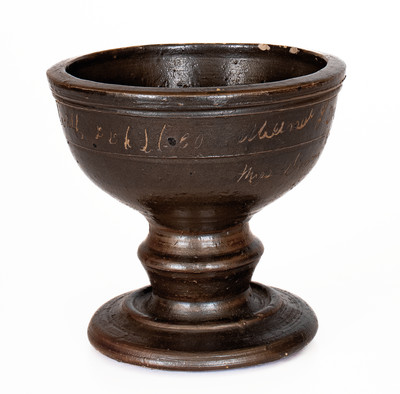 Extremely Rare Dunn Pottery, Smithville, TN Stoneware Presentation Compote: "1889 / Miss Dunn"