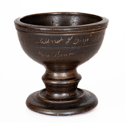 Extremely Rare Dunn Pottery, Smithville, TN Stoneware Presentation Compote: "1889 / Miss Dunn"