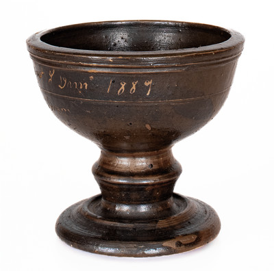 Extremely Rare Dunn Pottery, Smithville, TN Stoneware Presentation Compote: "1889 / Miss Dunn"