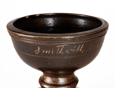 Extremely Rare Dunn Pottery, Smithville, TN Stoneware Presentation Compote: "1889 / Miss Dunn"