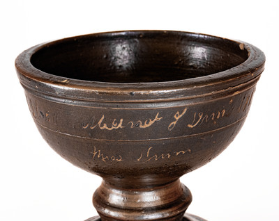 Extremely Rare Dunn Pottery, Smithville, TN Stoneware Presentation Compote: "1889 / Miss Dunn"