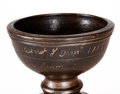 Extremely Rare Dunn Pottery, Smithville, TN Stoneware Presentation Compote: "1889 / Miss Dunn"