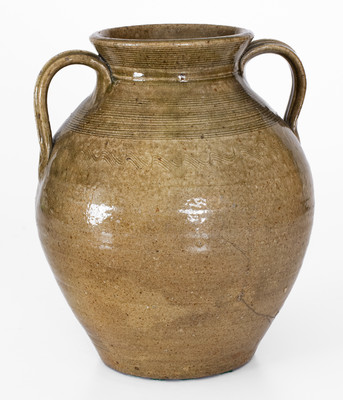 Fine Open-Handled Alkaline-Glazed Stoneware Jar, possibly Alabama