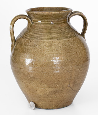 Fine Open-Handled Alkaline-Glazed Stoneware Jar, possibly Alabama