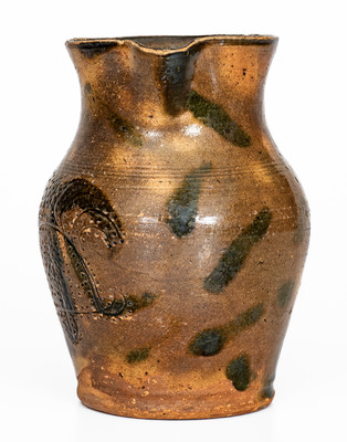 Exceedingly Rare Redware Pitcher w/ Elaborate Copper Slashes and Incised Tree, probably Greene Co, TN