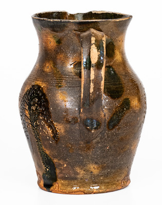 Exceedingly Rare Redware Pitcher w/ Elaborate Copper Slashes and Incised Tree, probably Greene Co, TN