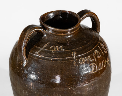 Exceedingly Rare and Important "Lm / Jan 12 1864 / Dave" Stoneware Jar, David Drake, Edgefield Dist, SC