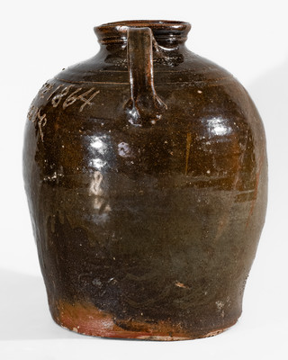 Exceedingly Rare and Important "Lm / Jan 12 1864 / Dave" Stoneware Jar, David Drake, Edgefield Dist, SC