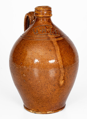 Extremely Rare "T.I.M.4" (Thomas Myers, Smyth County, Virginia) Redware Jug