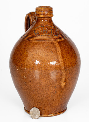 Extremely Rare "T.I.M.4" (Thomas Myers, Smyth County, Virginia) Redware Jug