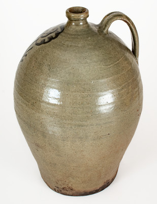 Attrib. Thomas Chandler, Edgefield District, SC Stoneware Jug with Iron-Slip Floral Decoration