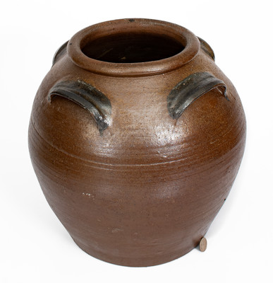 Rare Four-Handled Stoneware Jar w/ Cobalt Decoration, Southern U.S., second half 19th century