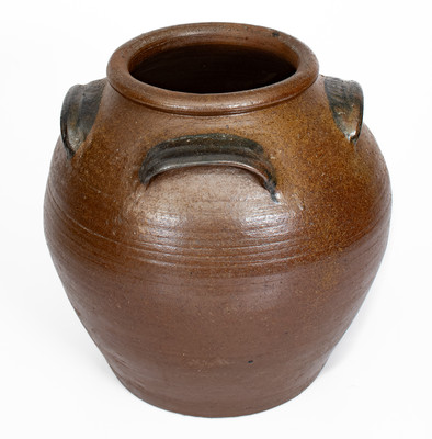 Rare Four-Handled Stoneware Jar w/ Cobalt Decoration, Southern U.S., second half 19th century
