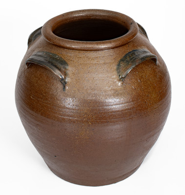 Rare Four-Handled Stoneware Jar w/ Cobalt Decoration, Southern U.S., second half 19th century