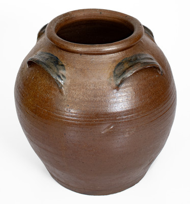 Rare Four-Handled Stoneware Jar w/ Cobalt Decoration, Southern U.S., second half 19th century