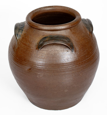 Rare Four-Handled Stoneware Jar w/ Cobalt Decoration, Southern U.S., second half 19th century