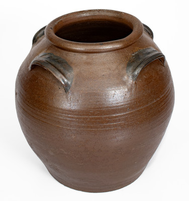 Rare Four-Handled Stoneware Jar w/ Cobalt Decoration, Southern U.S., second half 19th century