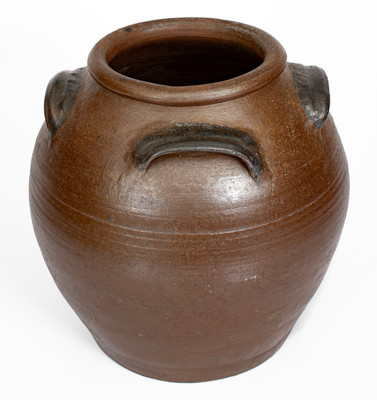 Rare Four-Handled Stoneware Jar w/ Cobalt Decoration, Southern U.S., second half 19th century