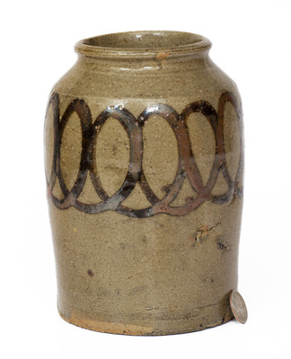 Small-Sized attrib. Thomas Chandler, Edgefield District, SC Stoneware Jar w/ Iron Slip Decoration