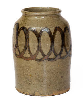 Small-Sized attrib. Thomas Chandler, Edgefield District, SC Stoneware Jar w/ Iron Slip Decoration