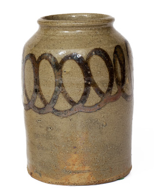 Small-Sized attrib. Thomas Chandler, Edgefield District, SC Stoneware Jar w/ Iron Slip Decoration