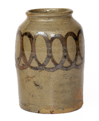 Small-Sized attrib. Thomas Chandler, Edgefield District, SC Stoneware Jar w/ Iron Slip Decoration