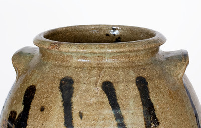 Rare Four-Gallon Alkaline-Glazed Stoneware Jar w/ Elaborate Iron Slip Decoration, probably Upstate SC
