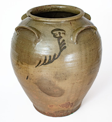 Exceptional attrib. Thomas Chandler, Edgefield District, SC Four-Handled Stoneware Jar