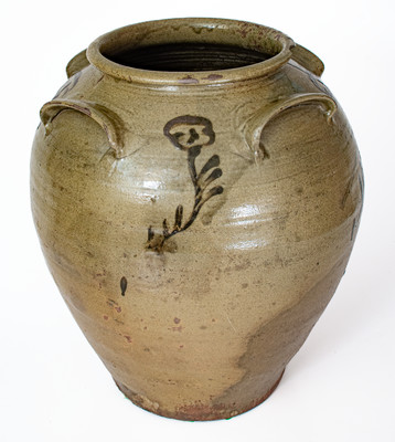 Exceptional attrib. Thomas Chandler, Edgefield District, SC Four-Handled Stoneware Jar