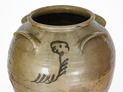 Exceptional attrib. Thomas Chandler, Edgefield District, SC Four-Handled Stoneware Jar