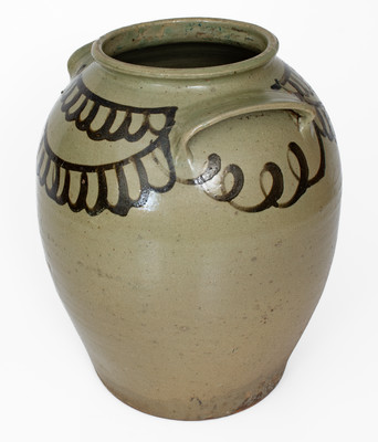 Fine attrib. Thomas Chandler, Edgefield District, SC Stoneware Jar w/ Iron Slip Decoration