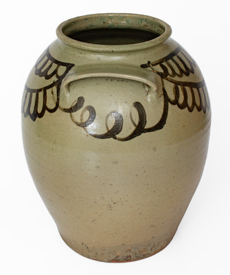 Fine attrib. Thomas Chandler, Edgefield District, SC Stoneware Jar w/ Iron Slip Decoration