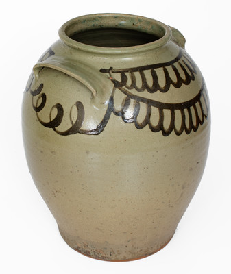 Fine attrib. Thomas Chandler, Edgefield District, SC Stoneware Jar w/ Iron Slip Decoration