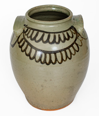 Fine attrib. Thomas Chandler, Edgefield District, SC Stoneware Jar w/ Iron Slip Decoration