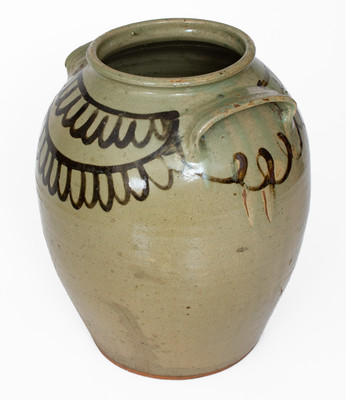 Fine attrib. Thomas Chandler, Edgefield District, SC Stoneware Jar w/ Iron Slip Decoration
