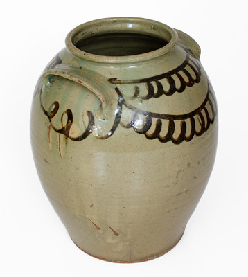 Fine attrib. Thomas Chandler, Edgefield District, SC Stoneware Jar w/ Iron Slip Decoration