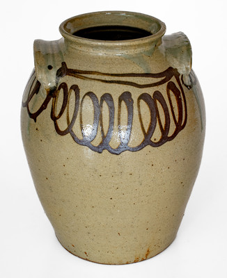 Attrib. Thomas Chandler, Edgefield District, SC Stoneware Jar w/ Iron Slip Decoration