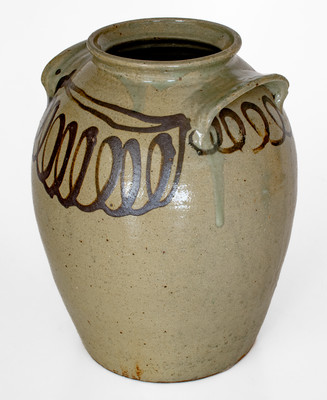 Attrib. Thomas Chandler, Edgefield District, SC Stoneware Jar w/ Iron Slip Decoration