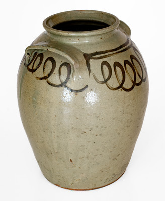 Attrib. Thomas Chandler, Edgefield District, SC Stoneware Jar w/ Iron Slip Decoration