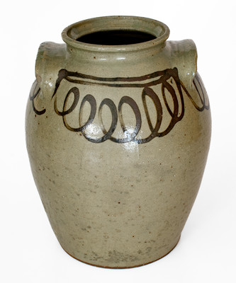 Attrib. Thomas Chandler, Edgefield District, SC Stoneware Jar w/ Iron Slip Decoration