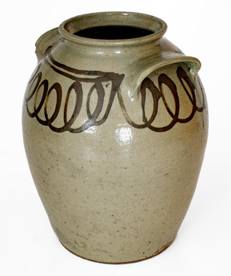 Attrib. Thomas Chandler, Edgefield District, SC Stoneware Jar w/ Iron Slip Decoration